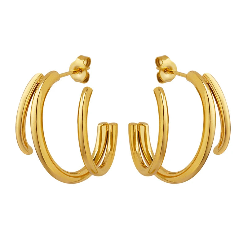Hot Selling Women's Stainless Steel Metal Earrings Trendy Diamond-Incrustrated Wedding Accessories Versatile Fashion Wholesal