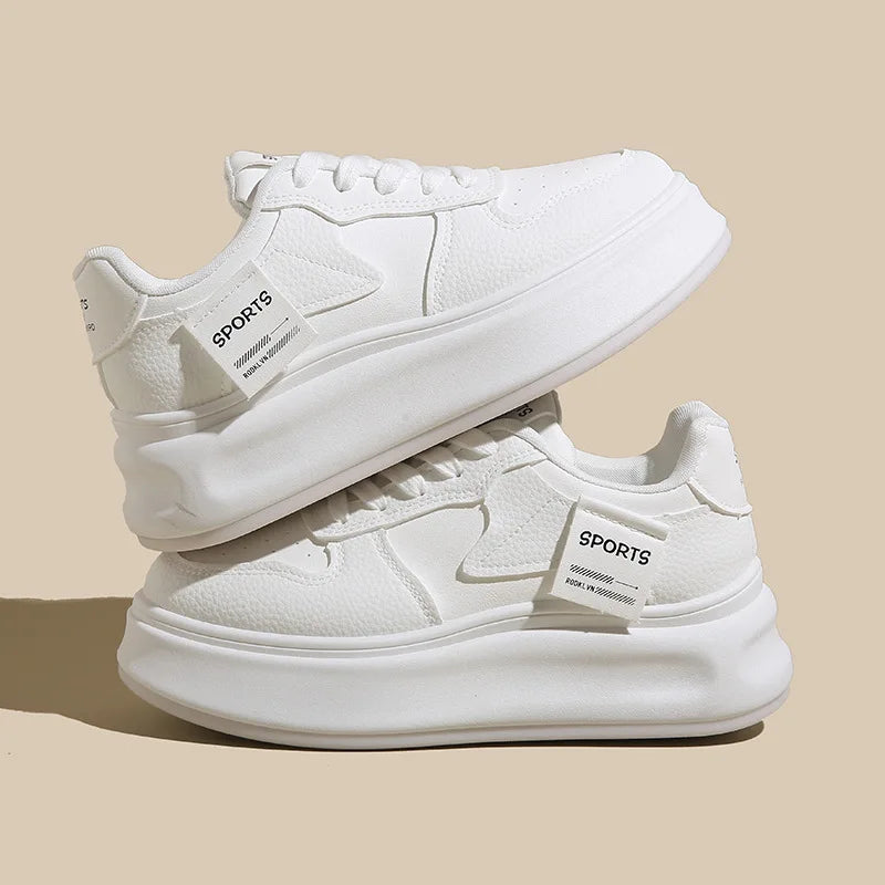 2024 New Trendy Thick Sole Little White Shoes Trendy Heightening Sports Board Shoes Women Leisure Sneakers