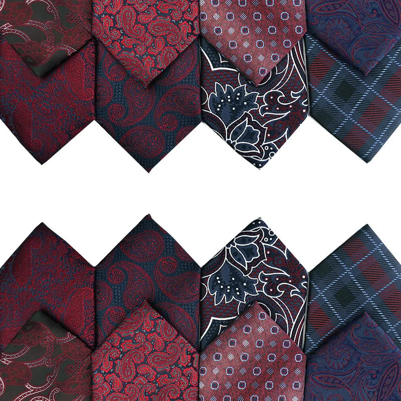 Wholesale Classic Red Ties for Mens Luxury Design Paisley Floral Plaid Necktie Business Custom Tie Cravate Party Wedding Gift