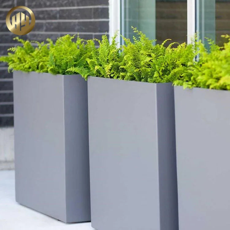 Wholesale Aluminum Rectangular Metal Plants Outdoor  Powder Coating Square Planter Nursery Planter Seedling Boxes Planter