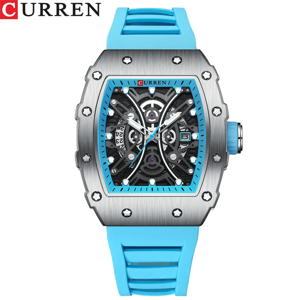 CURREN 8438 Sports Fancy Design Made on Sale Top Silicone Strap Fashion Best Price Quartz Watches for Men Clock Silicone Stra