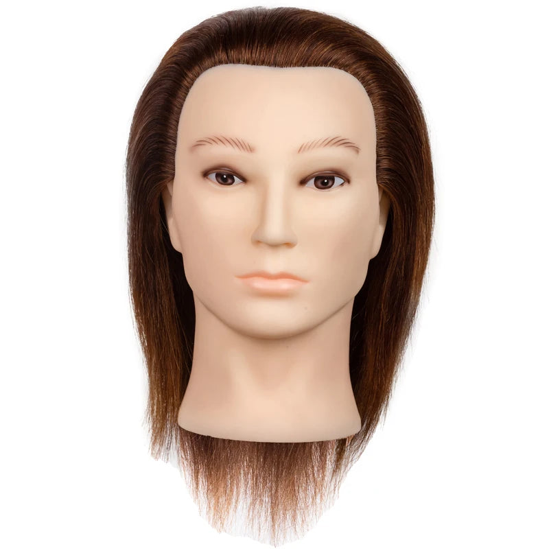 HAIR WAY Female Mannequin Head Hair Training Head with 100% Human Hair 14inch Straight 51cm Hairdresser Training Practice Hea