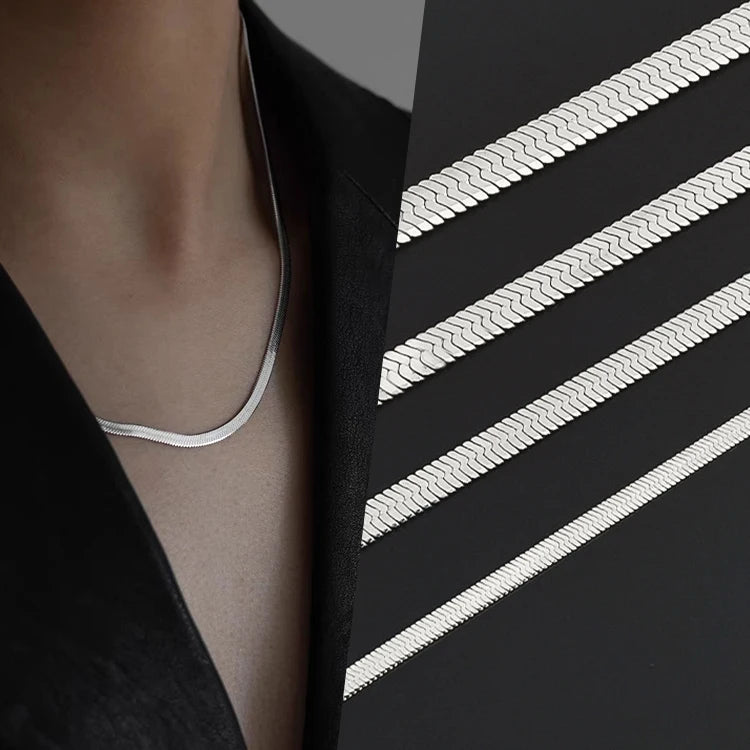 Herringbone Link Chain Gold Plated Twisted Flat Snake 316L Stainless Steel Hip Hop Necklace for Unisex