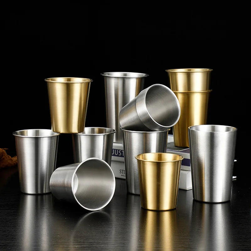 Wholesale Custom Logo Single Wall 304 Stainless Steel Cup Bar Tumble Reusable Metal Beer Cup BPA Free Stackable Drinking Glas