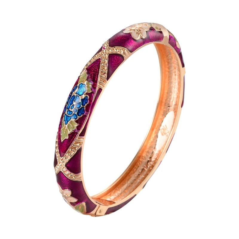 Daili Unique Design Women's Fashion Bangles Purple Zinc Metal Alloy Bracelets Rose Gold Hand Ornaments for Ladies