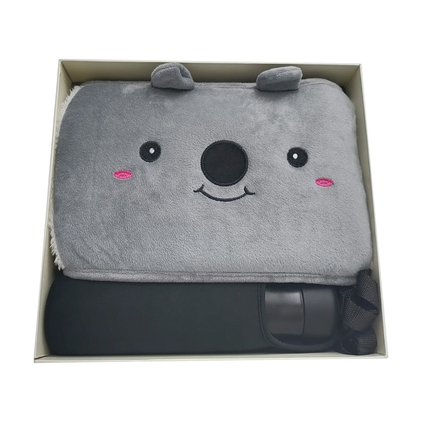 Cartoon Koala Design Grey Plush Heating Pads Bag Christmas Waist Hot Water Bottle Belt Promotional Business Gifts