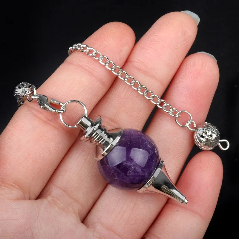 Quartz Healing Crystal Ball Pendulum Necklace Fengshui Decorations Dowsing Crystals Orgone Pyramids Jade Stone Pendulum Neckl