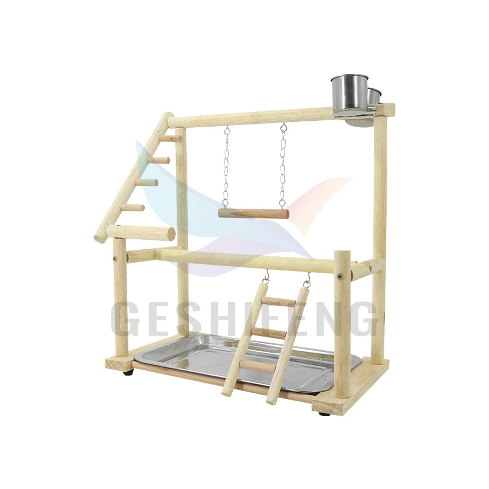 G-2354 Geshifeng 37*23*40.5CM Mannikin Parrot Lark Bird Wooden Bird Toy Swing Ladder Stand  Hot Seller in 2024
