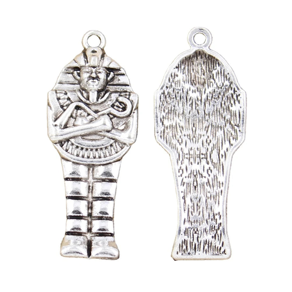 Charms Egyptian Mummy Sarcophagus 45x18mm Antique Silver Color Pendants Making DIY Handmade Tibetan Finding Jewelry