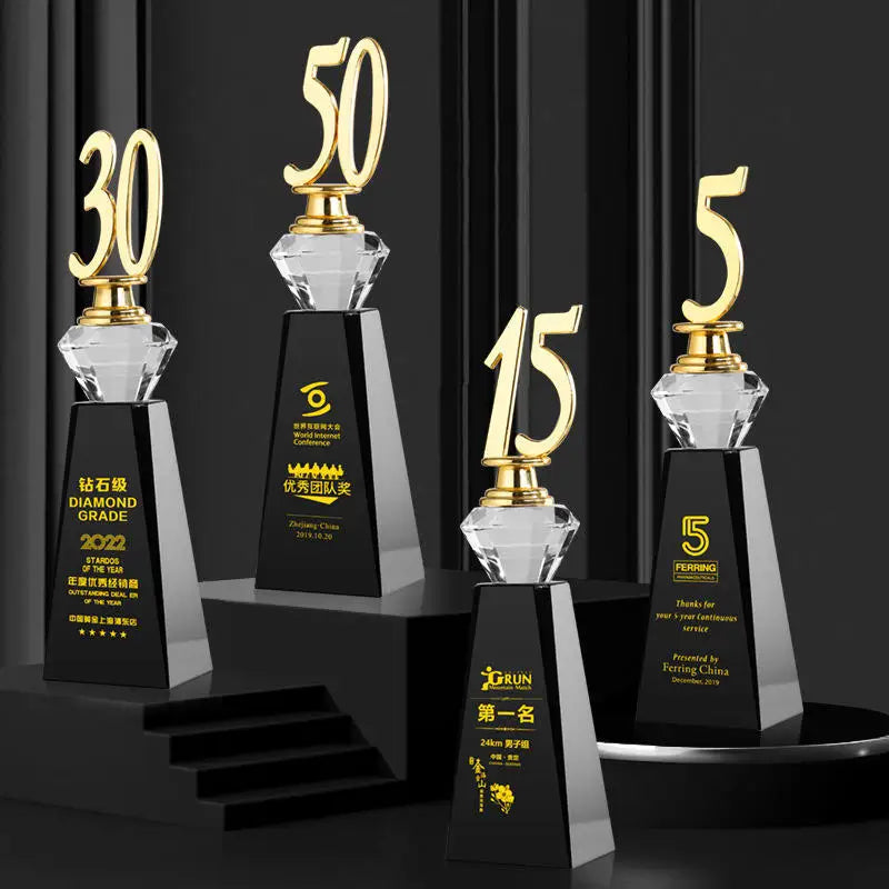 Customize Logo Glass Awards Creative Crystal Trophy K9 Crystal Trophy Awards Trophy With Diamond