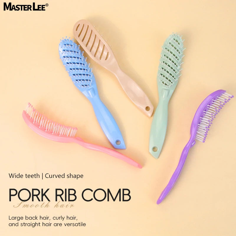 Colorful ABS Alloy Custom Logo Rib Comb Round Tip Nylon Teeth Scalp Massage Water Proof Hair Comb Women Men