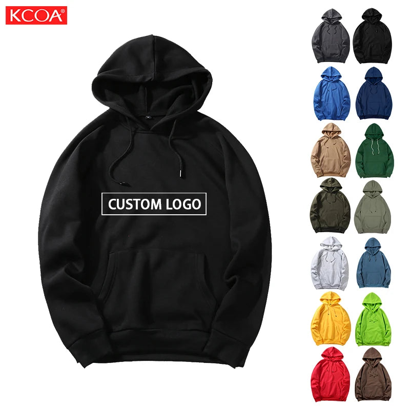 Wholesale Custom Logo Heavyweight Hoodie Unisex Blank Hoodie Plain Pullover Thick Fleece Men'S Hoodies