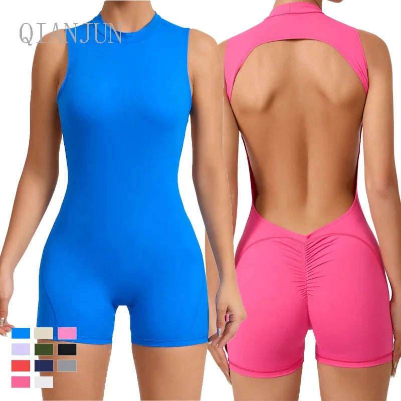 Seamless Sports Bodysuit Jumpsuit Tummy Control Gym Shapewear With Hollow Scrunch Bottom Design Yoga Workout Fitness Jumpsuit