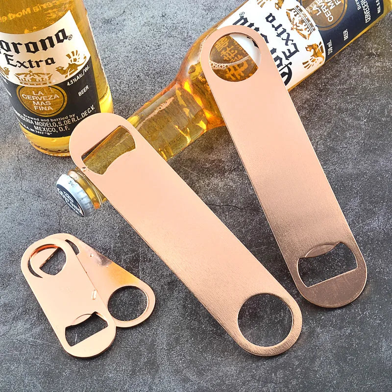 Durable Beer Bottle Opener Stainless Steel Flat Speed Bottle Cap Opener Remover Bar Blade Kitchen Tool