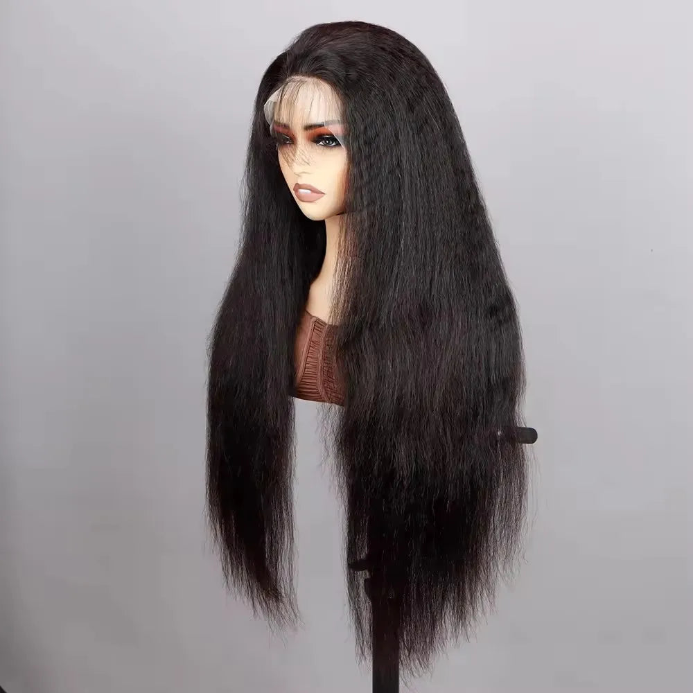 100% Raw Indian Human Hair Kinky Straight Wigs Human Hair Lace Front  Natural Hair Wig Lace Frontal Wigs