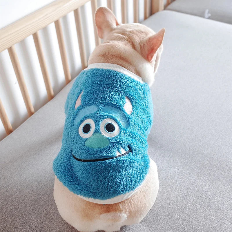 Wholesale Designer Cute Winter Warm Wool Coral Fleece Dog Sweatshirt French Bulldog Clothes Fleece Dog Sweater Jumper