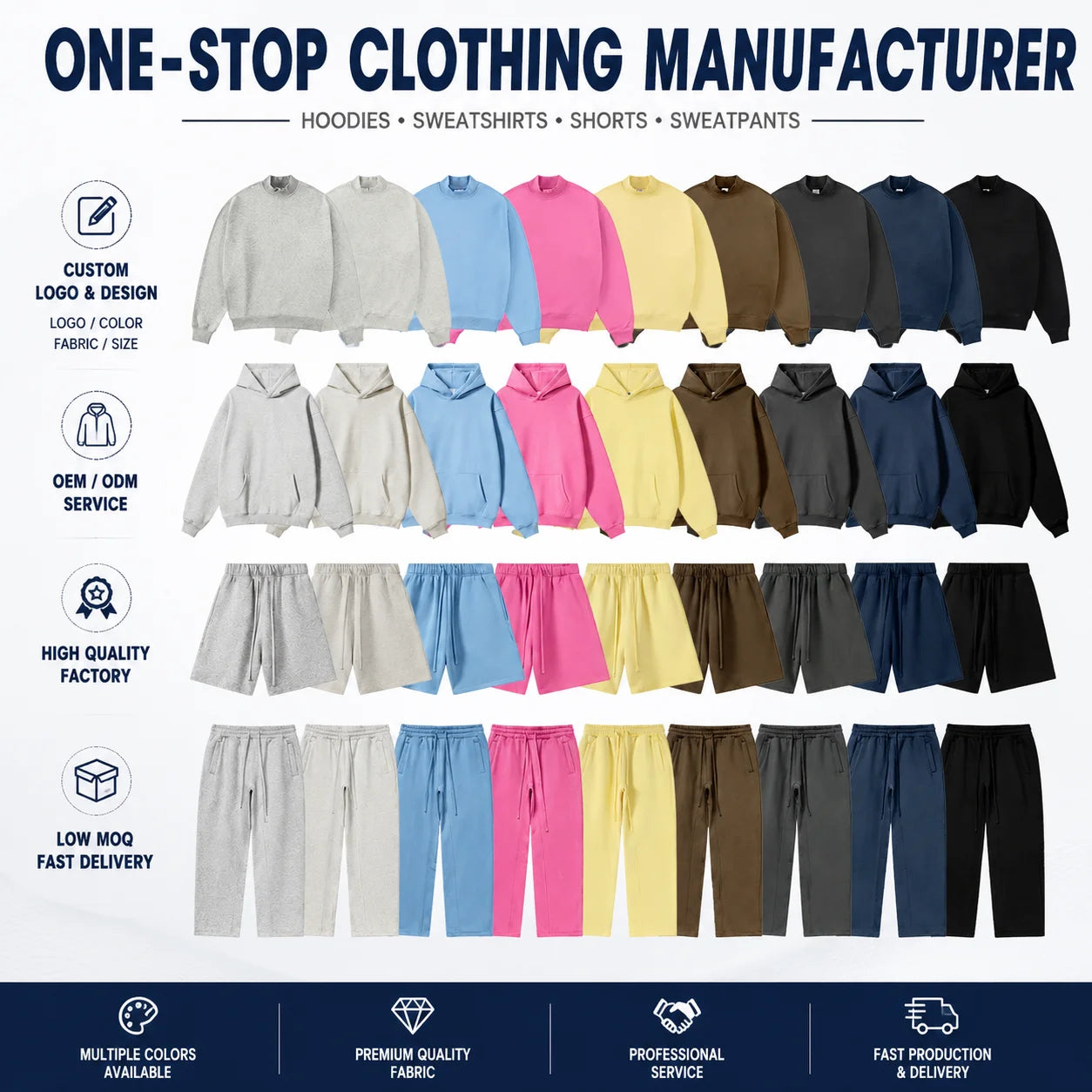Heavyweight Hoodie Set Custom Logo Embroidery Print OEM ODM Clothing Manufacturer Oversized Streetwear Private Label Wholesal