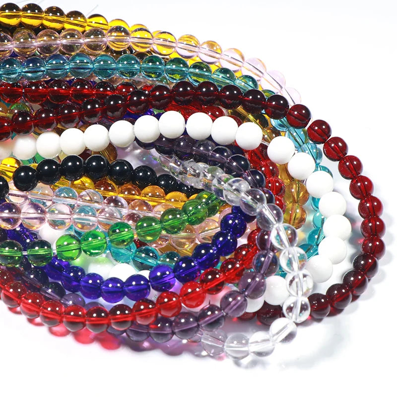 Cheap Price Glass Beads Bulk Red/Pink/Yellow/Black/White Round Loose Crystal Glass Beads for Jewelry Making