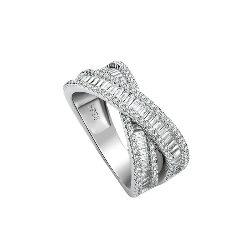 High-end design style S925 sterling silver CZ diamond fine jewelry rings for women