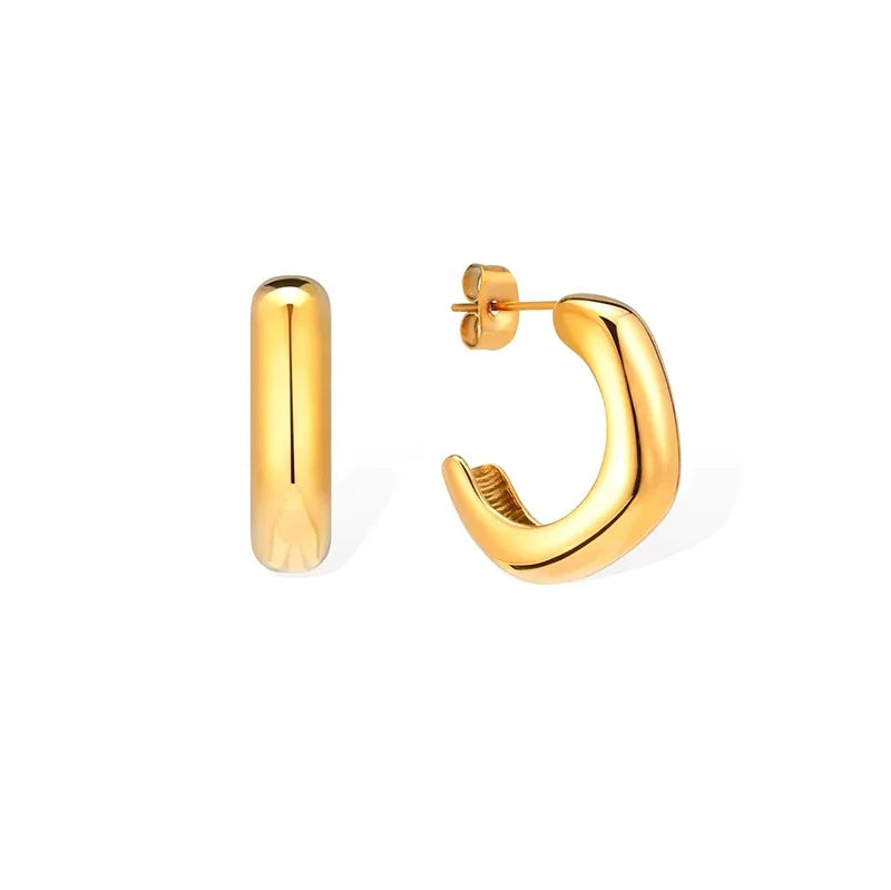 Milskye Fine Simple Jewelry 18k Gold Plated  Jewelry 925 Silver square Stud Earrings