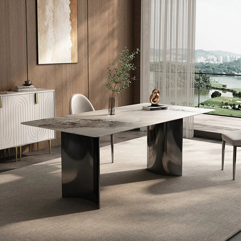 Custom Modern Design Dining Table with Marble Luxury 6 Seats for Home Furniture and Dining Room Tabletop Set
