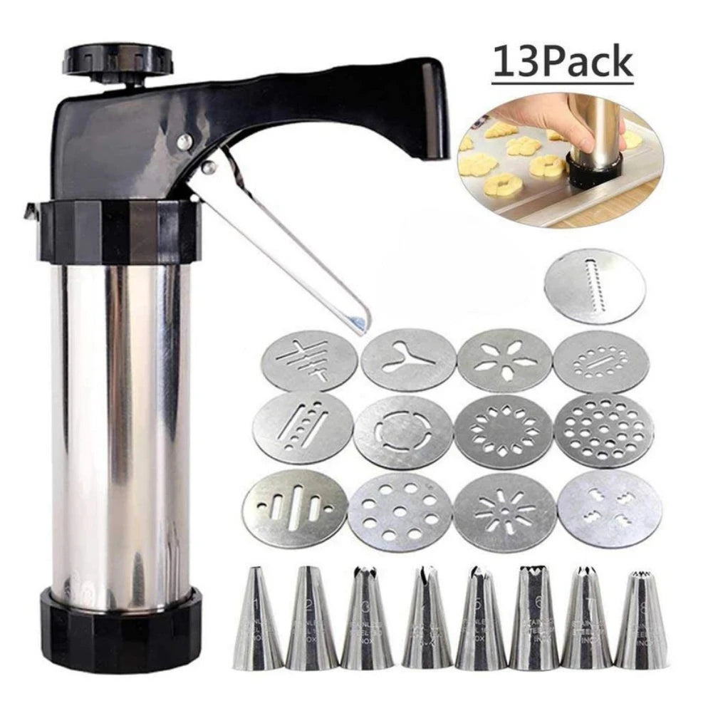 Cookie Making Cream Gun Cookie Press with 20 Discs Molds & 4 Icing Nozzles Tips for Home DIY