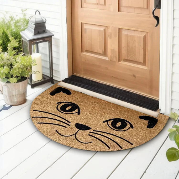 Outdoor Custom Entrance Carpet Cat Doormat Half-round Coconut Floor Mat Cat Coir Welcome Door Mat Area Rug for Front Door