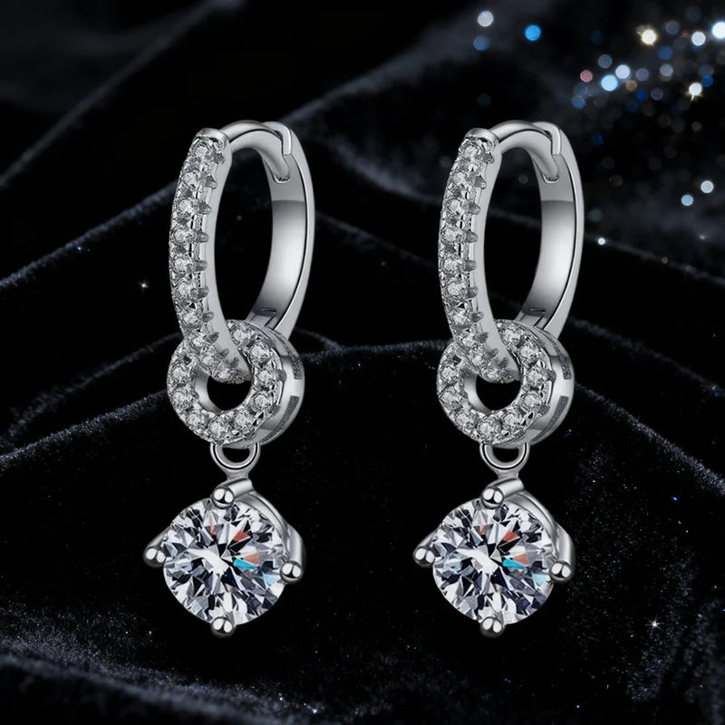 Unique Design Two Ways to Wear S925 Sterling Silver Moissanite Pendant Earrings for Women Gift