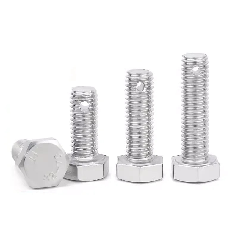 Hex Bolts With Cotter Pin Hole Split Pin Through the Shank Galvanized Bolt Full Thread Hexagonal Bolt Grade 2