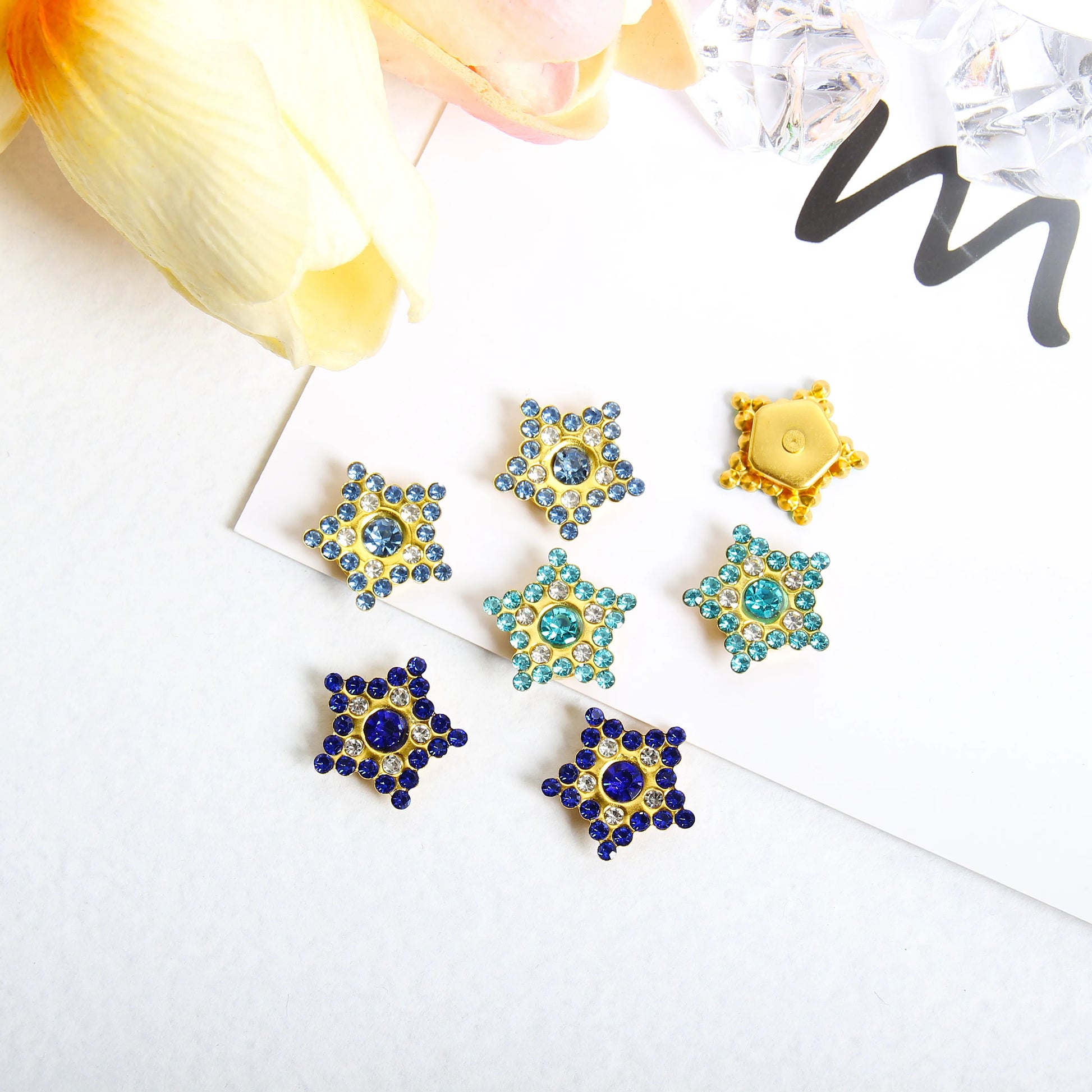 Multi-Color Super Glitter Glass Diamond Lake Blue Crystal Pentagram Flatback Shoe Nails Art Gold Sole Flat Back Rhinestones f