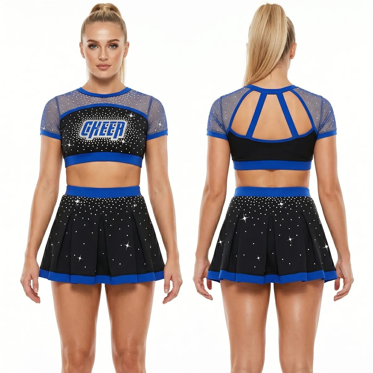 Custom Team Logo Short Sleeve Double Layer Flare Skirt Cheerleader Uniform for Youth&Adults Allstar Cheerleading