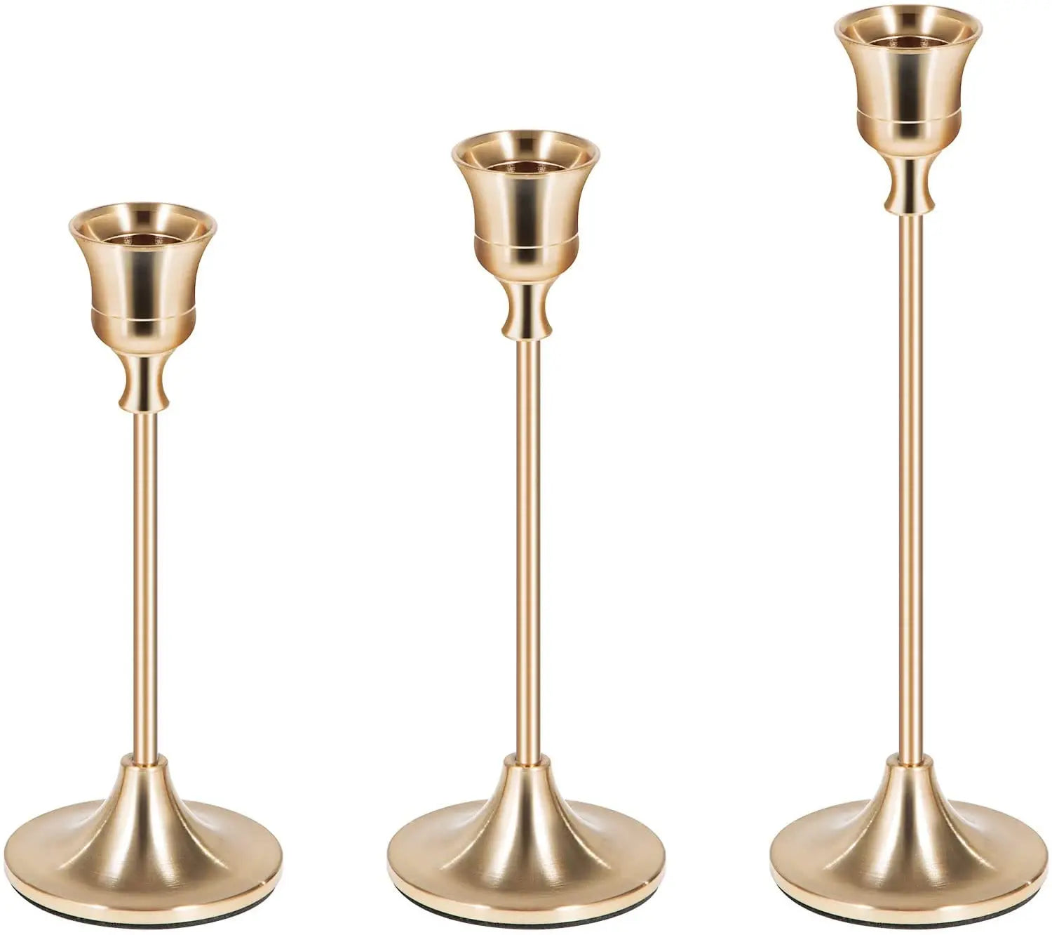 2026 Gold Candle Holders Set of 3 Decorative Candlestick Holder for 3/4 Inches Taper Candles Vintage Metal Candlestick Holder