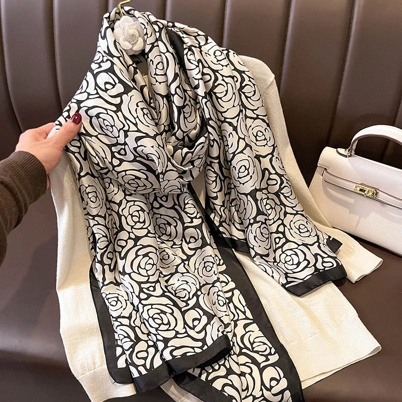 Wholesale 2023 Spring Summer Silk Shawls Women Luxury Designer Foulard Female Scarf Stoles Women's Headscarf Hijab Echarpe Wr