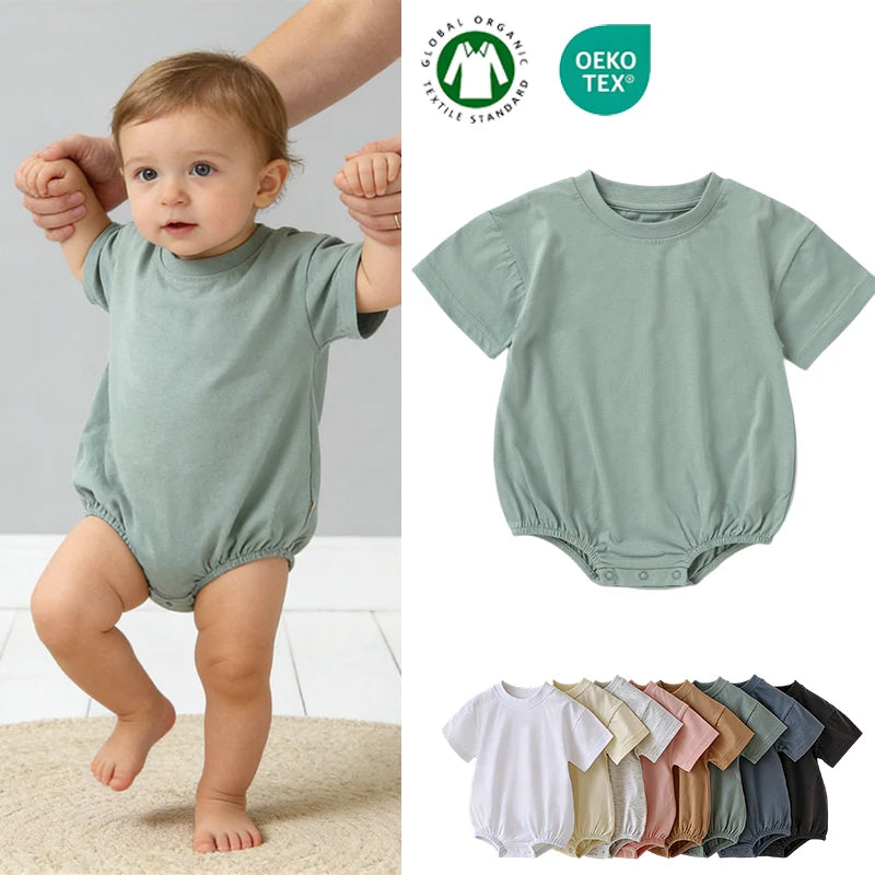 100% Organic Cotton Baby Onesie Clothes Blank Oversized Baby Bubble Rompers