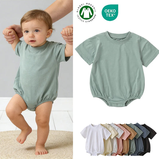 100% Organic Cotton Baby Onesie Clothes Blank Oversized Baby Bubble Rompers