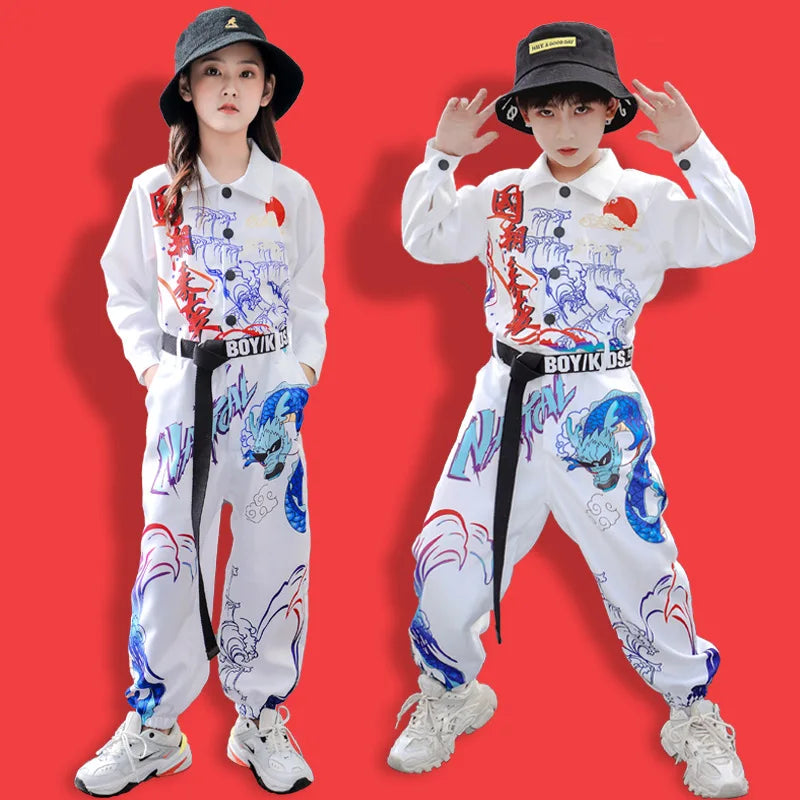 Chinese Style Hiphop One-piece Work Performance Handsome Boys Hip-hop Wear Girls Jazz Dance Catwalk Costumes