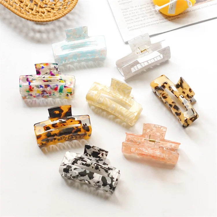 Hair Clips Claw Hair Accessories  INS Tortoiseshell Square Large Mini Rectangle Hair Claw Clip