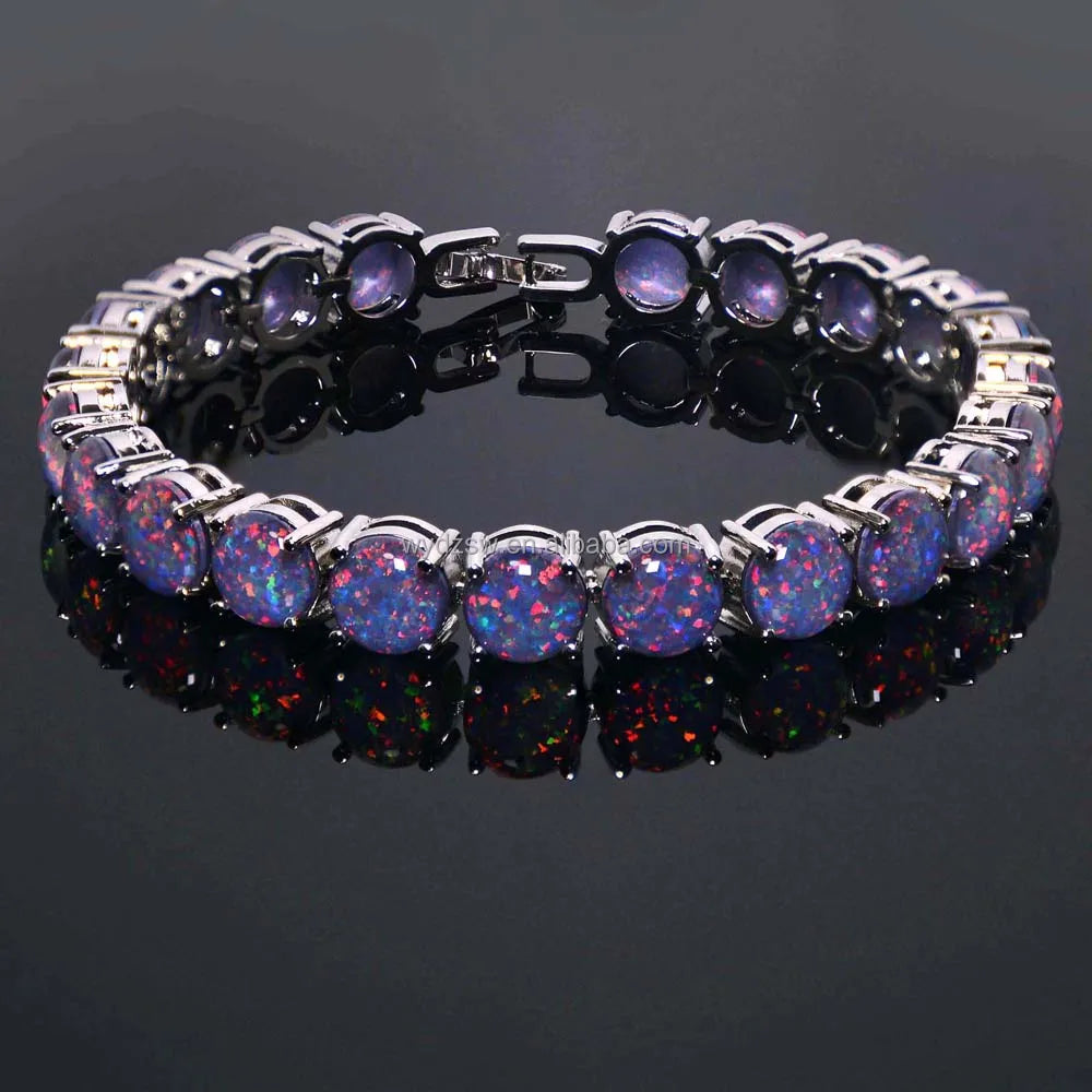 Manufacturer Wholesale 8 mm Beads Black Opal Tennis Bracelets