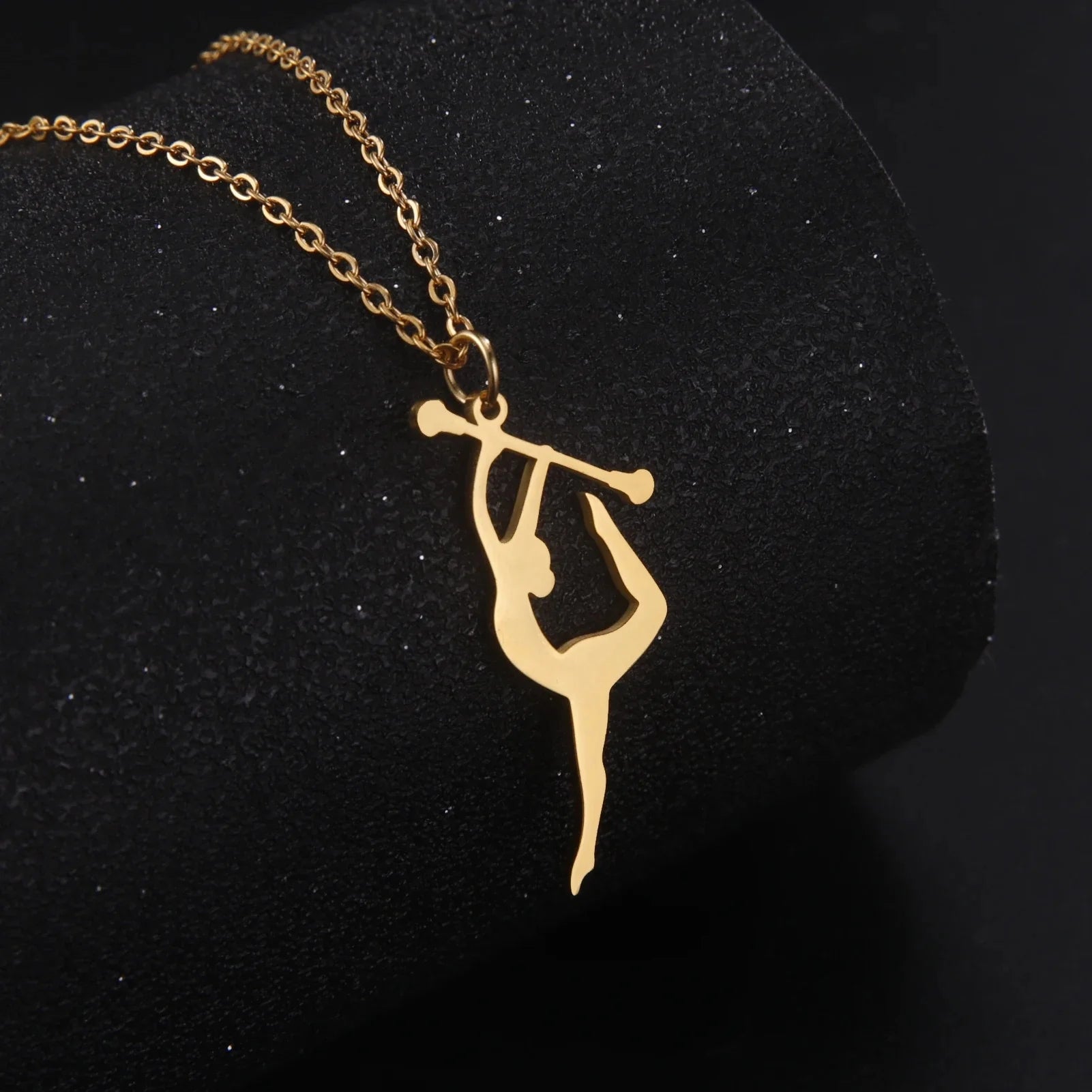 Gymnastics Design Necklace for Women Girls Fashion Sports Pendant Stainless Steel Jewelry Dancer Gymnast Birthday Gifts