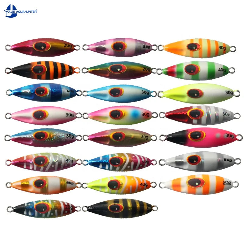 OEM UV Lead Jig Jigging Sinking Casting Vertical Metal LureFishing Lure Slow Bee Jig 10g-150g with Assist Hooks