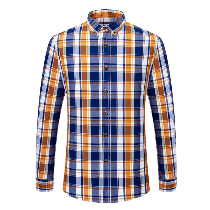 Men's Spring New 100% Cotton Patchwork Anti-Wrinkle Quick Dry Long Sleeve Formal Young Turn-Down Collar Poplin Shirt