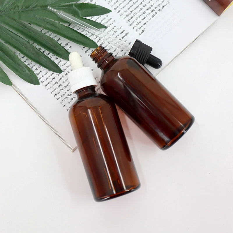 Low Price Empty Luxury Amber Brown 100ml Glass Essential Oil Bottle for 100 ml Serum Packaging Child-proof Cap for Cosmetic