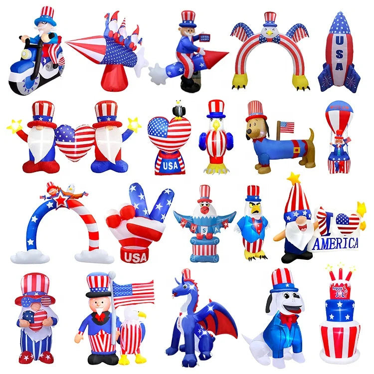 Patriotic Decor Inflatable Arch Archway With Uncle Sam and Eagle Decorations Micro Independence National Day