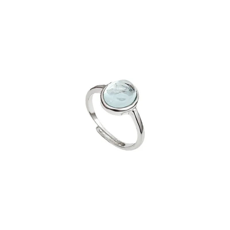 High Quality Unique Design Silver Rings Adjustable Rings Natural Stone Rings for Women Jewelry Decoration
