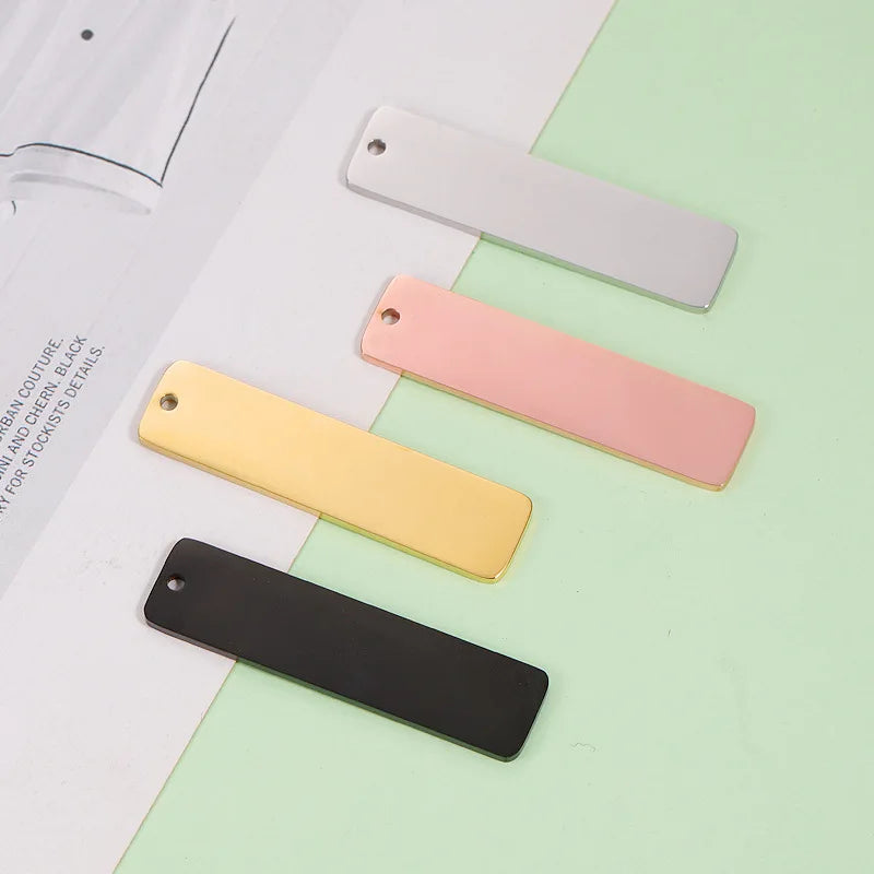 Factory Customization Personalized Mirror Polished New Pattern Stainless Steel Rectangle Connector Hangtag Bracelet Charms