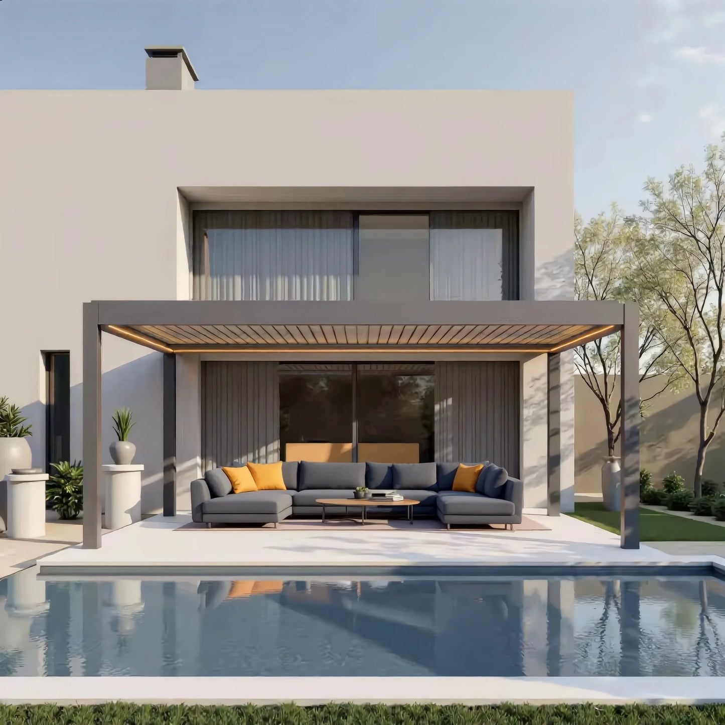 Customized Luxury Bioclimatic 10x13 Louver Pergola Modern Gazebo Pavilion for Outdoor Garden & Patios