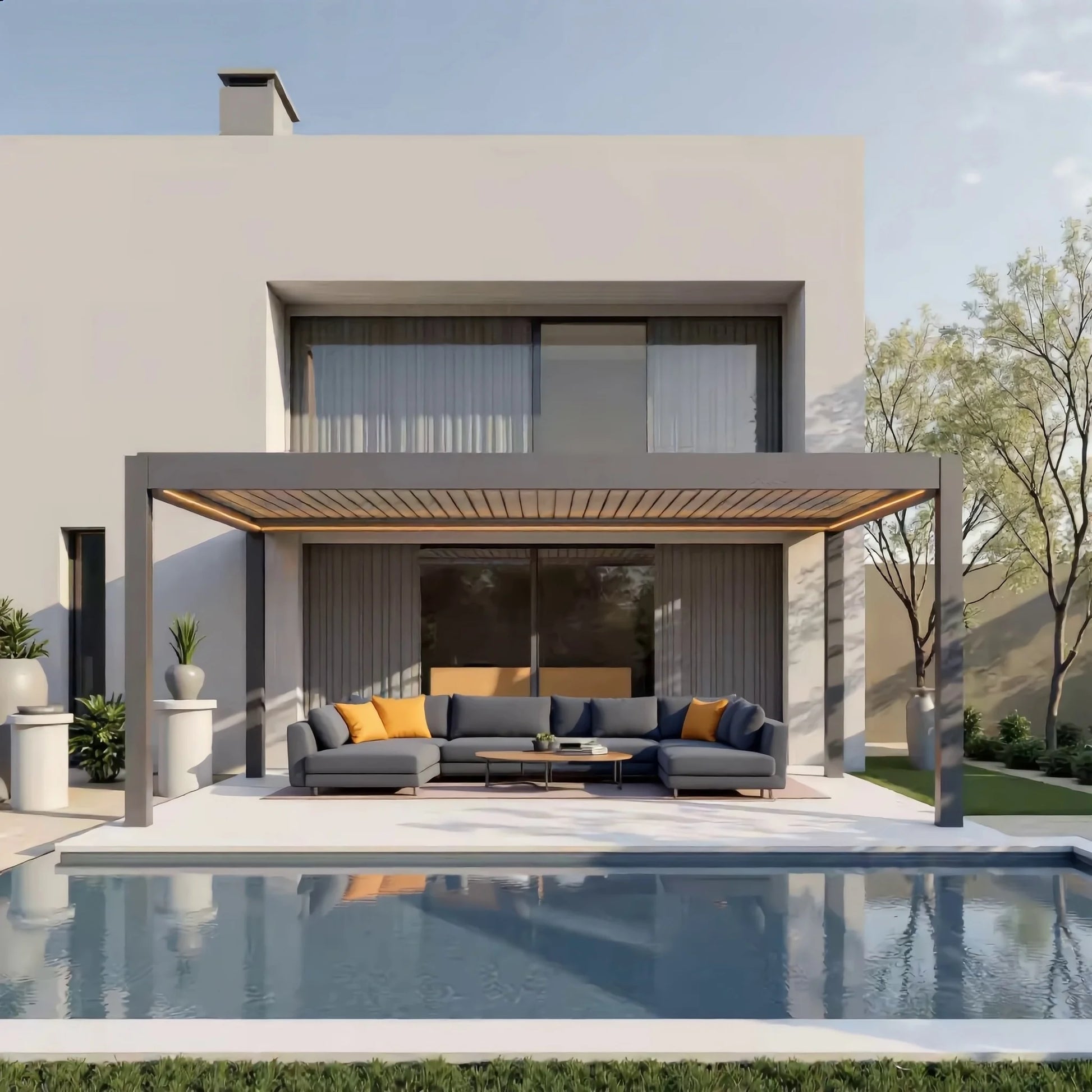 Customized Luxury Bioclimatic 10x13 Louver Pergola Modern Gazebo Pavilion for Outdoor Garden & Patios