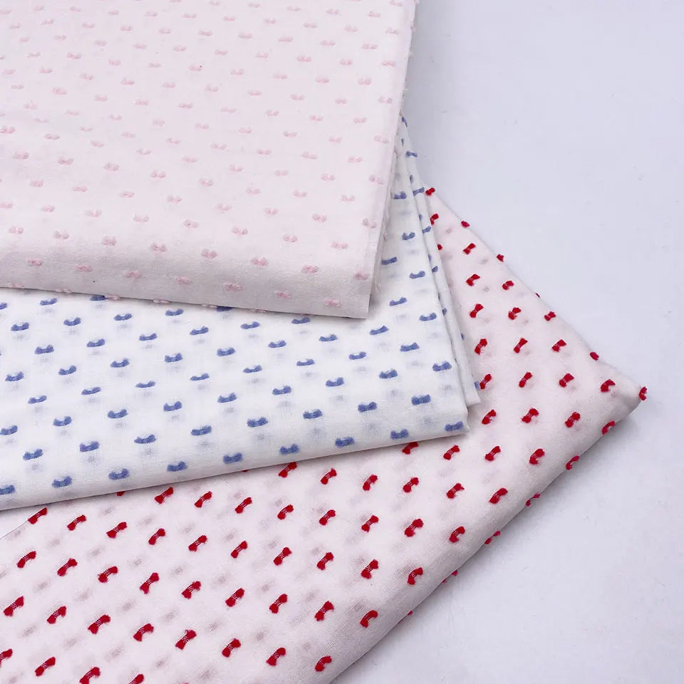 Fancy Woven Blouse Dress Kids Girls Yarn Dyed Color Dobby Dot Plumeti Cotton Two-tone Cutting Motif Fabric