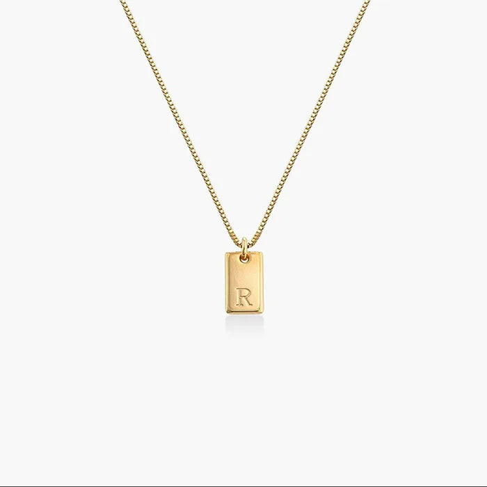 Stainless Steel Initial Necklace Square Letter Pendant Necklace 18k Gold Box Chain Classic Jewelry Wholesale
