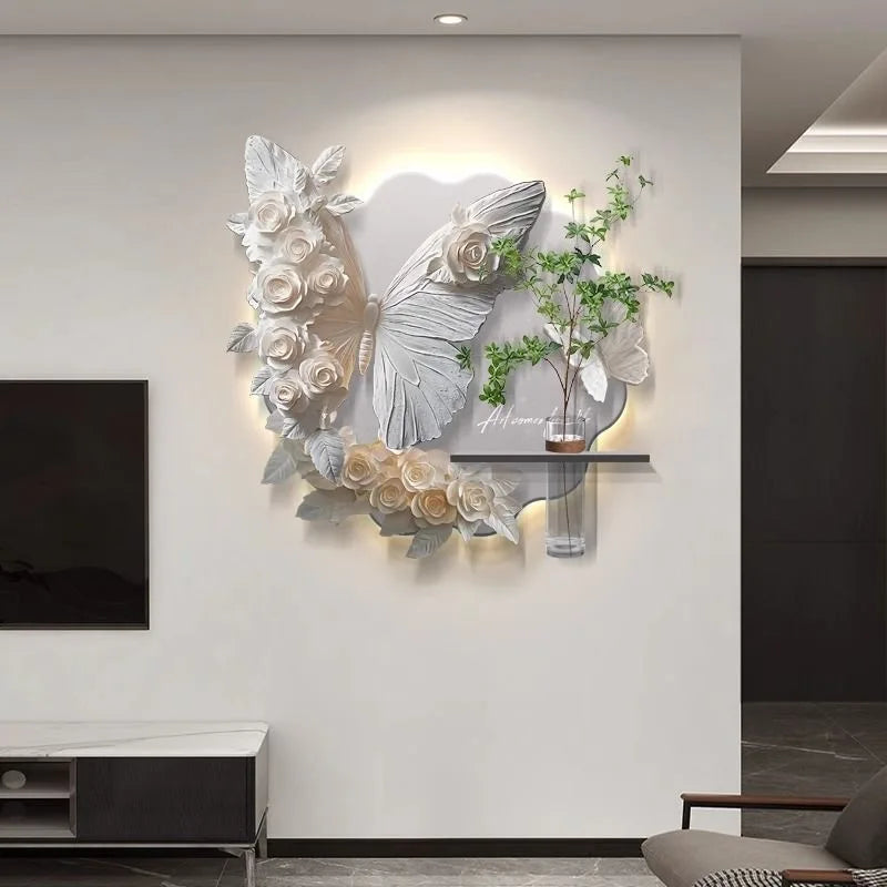 70X70CM 2024 Modern Luxury Home Decor 3D Colorful Butterfly Metal Art Wall Hanging for Living Room Background on Sale DDP